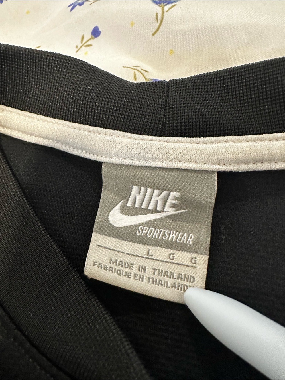 VTG Nike Y2K Dri-Fit Sz:L athletic lightweight Black mesh weave Tee white piping - Picture 11 of 13